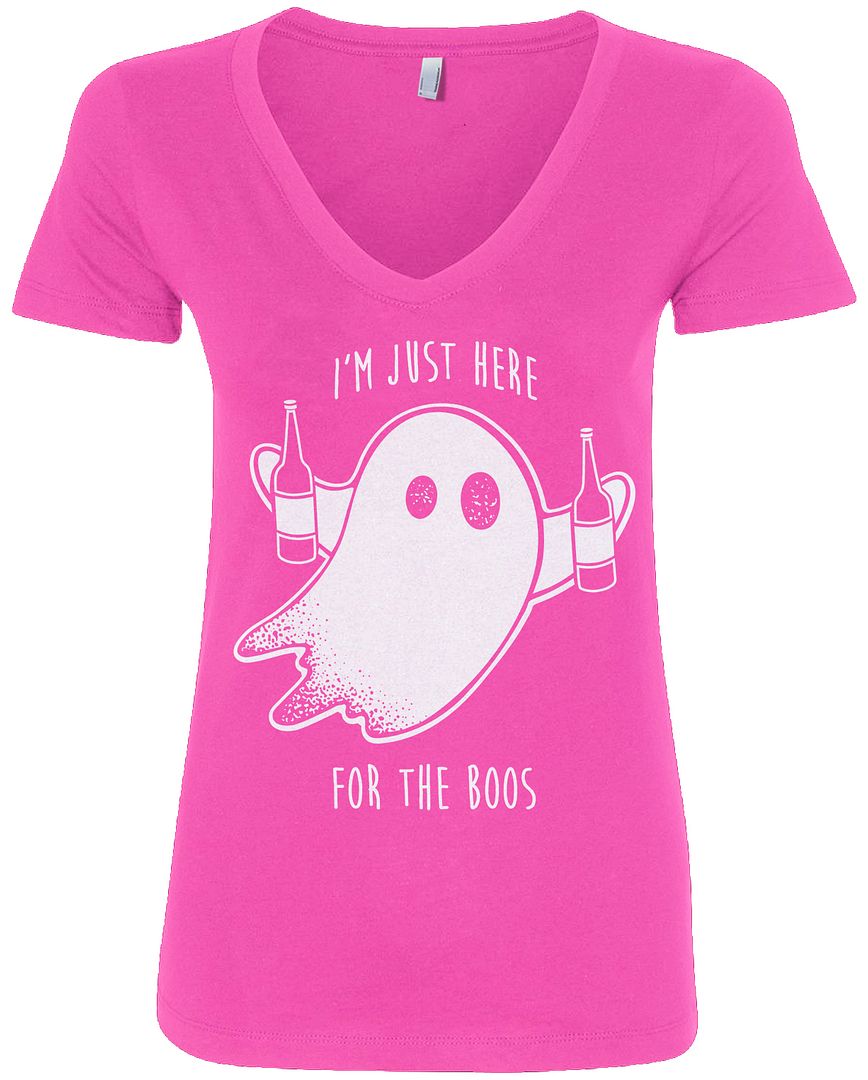 I'm Just Here For The Boos, camiseta V-Neck de las mujeres Halloween Drinking - Imagen 4 de 7