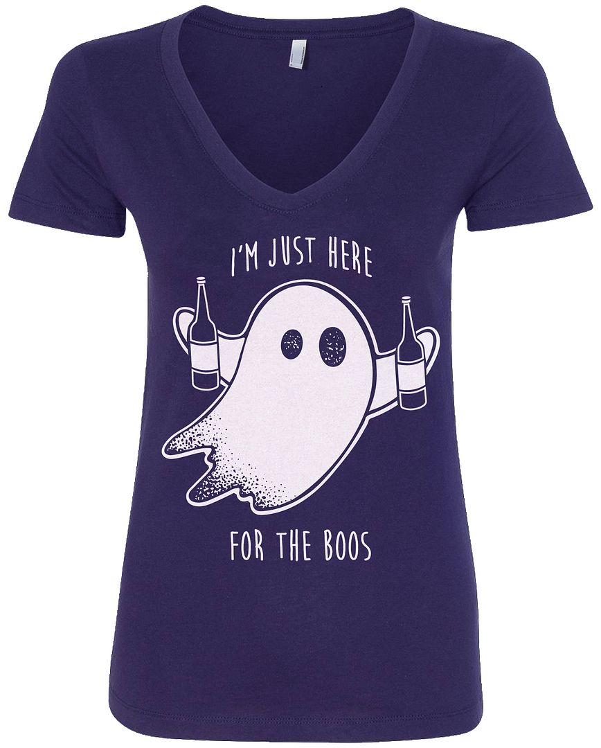 I'm Just Here For The Boos, camiseta V-Neck de las mujeres Halloween Drinking - Imagen 5 de 7