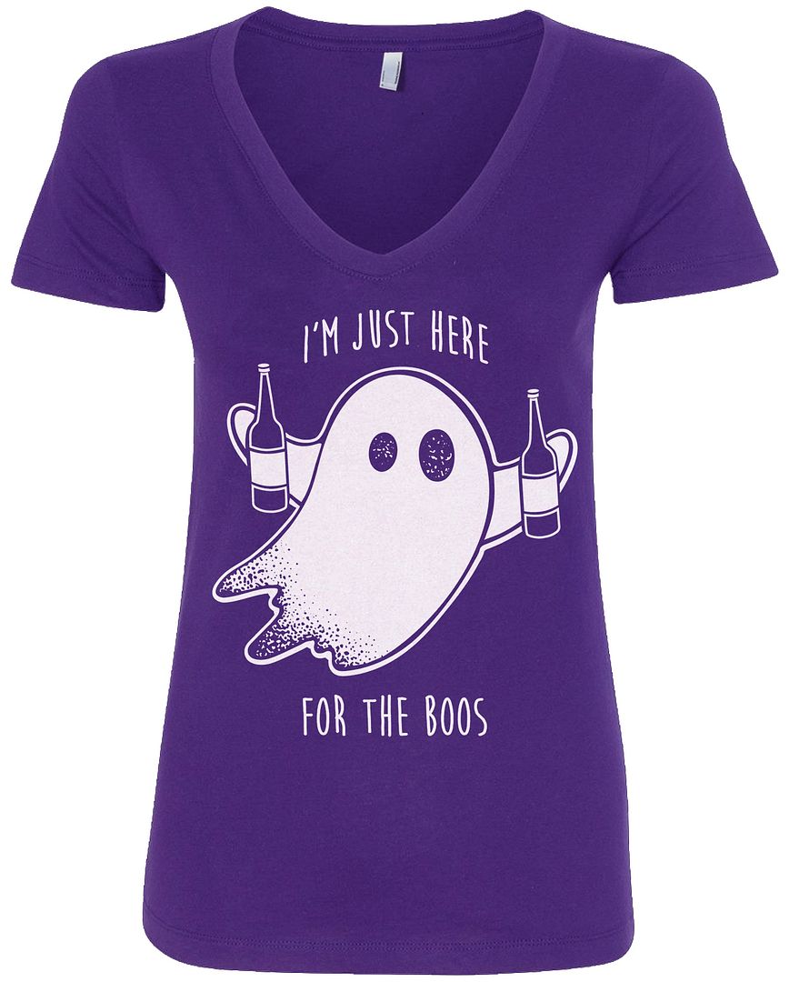I'm Just Here For The Boos, camiseta V-Neck de las mujeres Halloween Drinking - Imagen 6 de 7