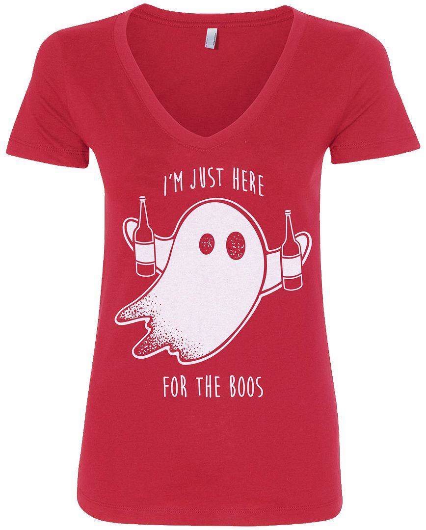 I'm Just Here For The Boos, camiseta V-Neck de las mujeres Halloween Drinking - Imagen 7 de 7