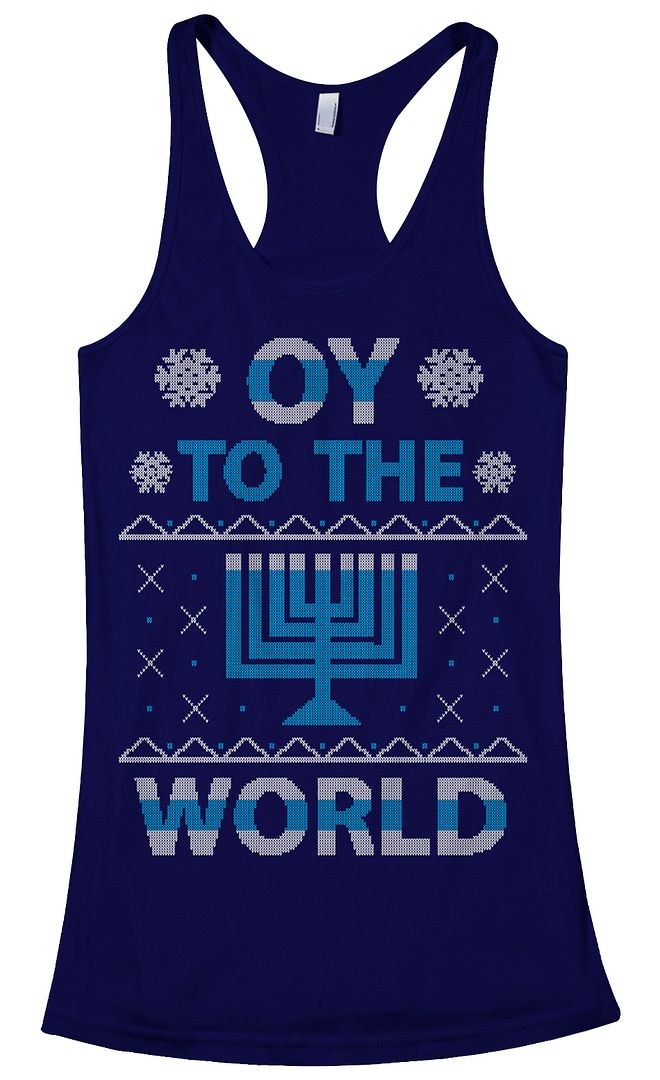 Oy To The World Hanukkah Women's Racerback Tank Top Jewish Holiday Gift