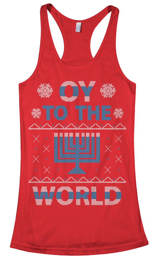 Oy To The World Hanukkah Women's Racerback Tank Top Jewish Holiday Gift