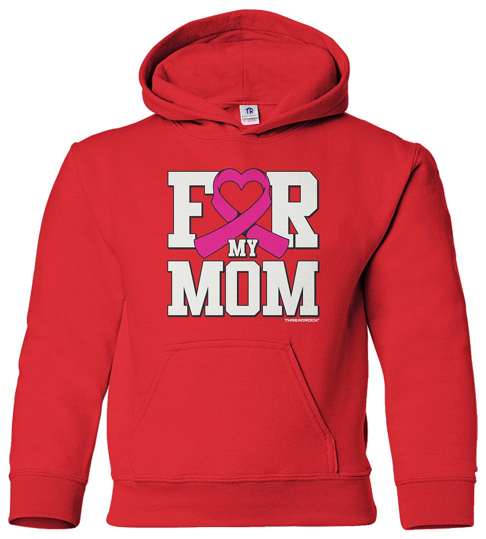 Threadrock Kids For My Mom Breast Cancer Awareness Youth Hoodie Sweatshirt - Picture 8 of 10