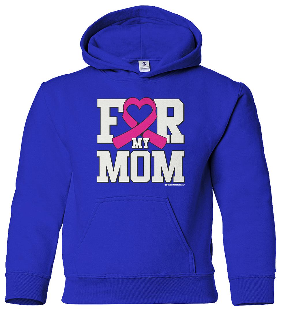 Threadrock Kids For My Mom Breast Cancer Awareness Youth Hoodie Sweatshirt - Picture 9 of 10