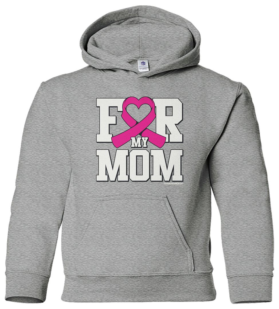 Threadrock Kids For My Mom Breast Cancer Awareness Youth Hoodie Sweatshirt - Picture 10 of 10