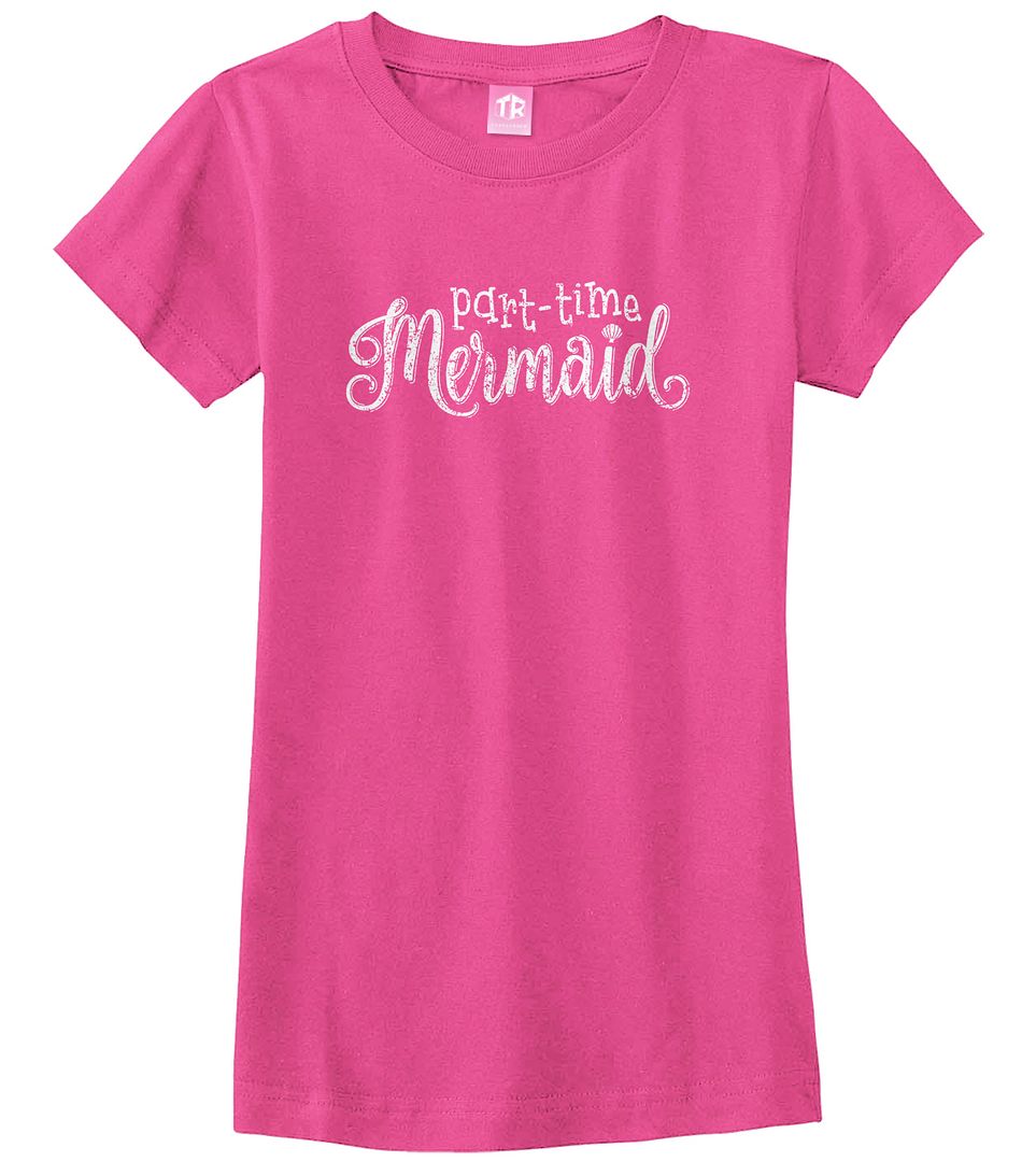 Threadrock Girls Part-Time Mermaid Fitted T-shirt Funny Princess Gift - Picture 3 of 10