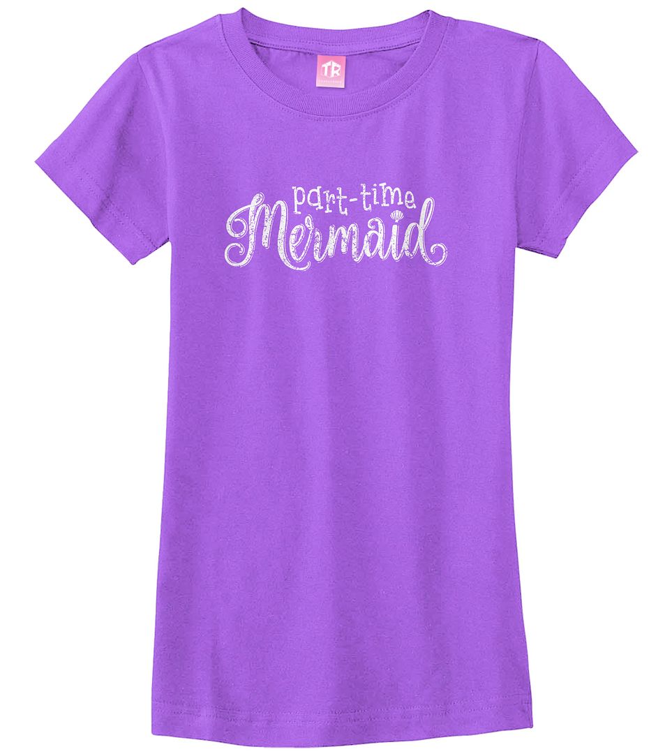 Threadrock Girls Part-Time Mermaid Fitted T-shirt Funny Princess Gift - Picture 4 of 10