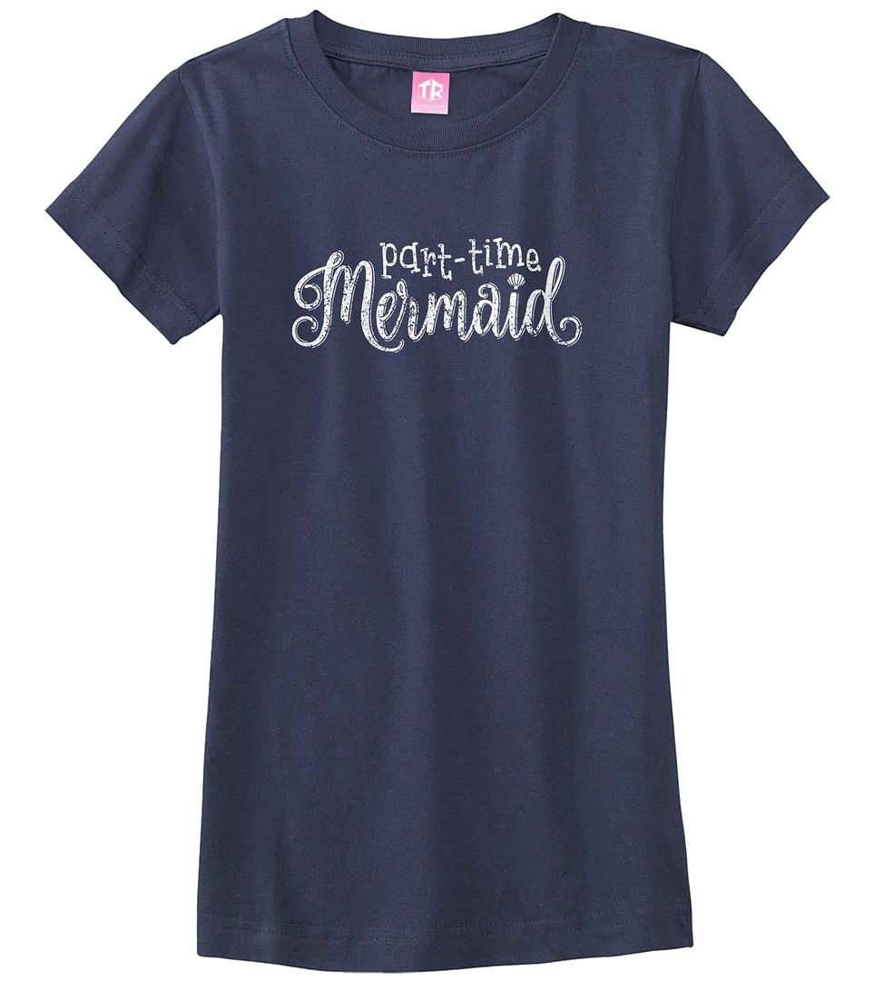 Threadrock Girls Part-Time Mermaid Fitted T-shirt Funny Princess Gift - Picture 5 of 10