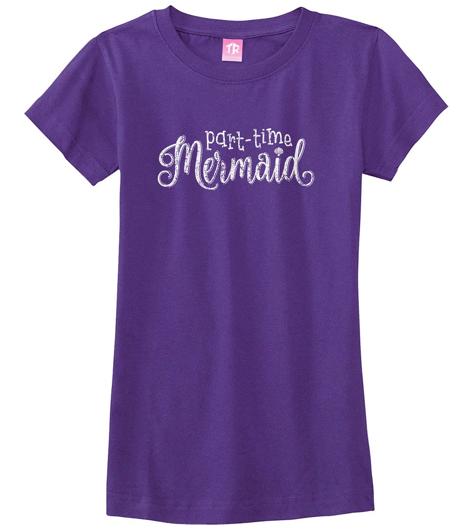 Threadrock Girls Part-Time Mermaid Fitted T-shirt Funny Princess Gift - Picture 7 of 10