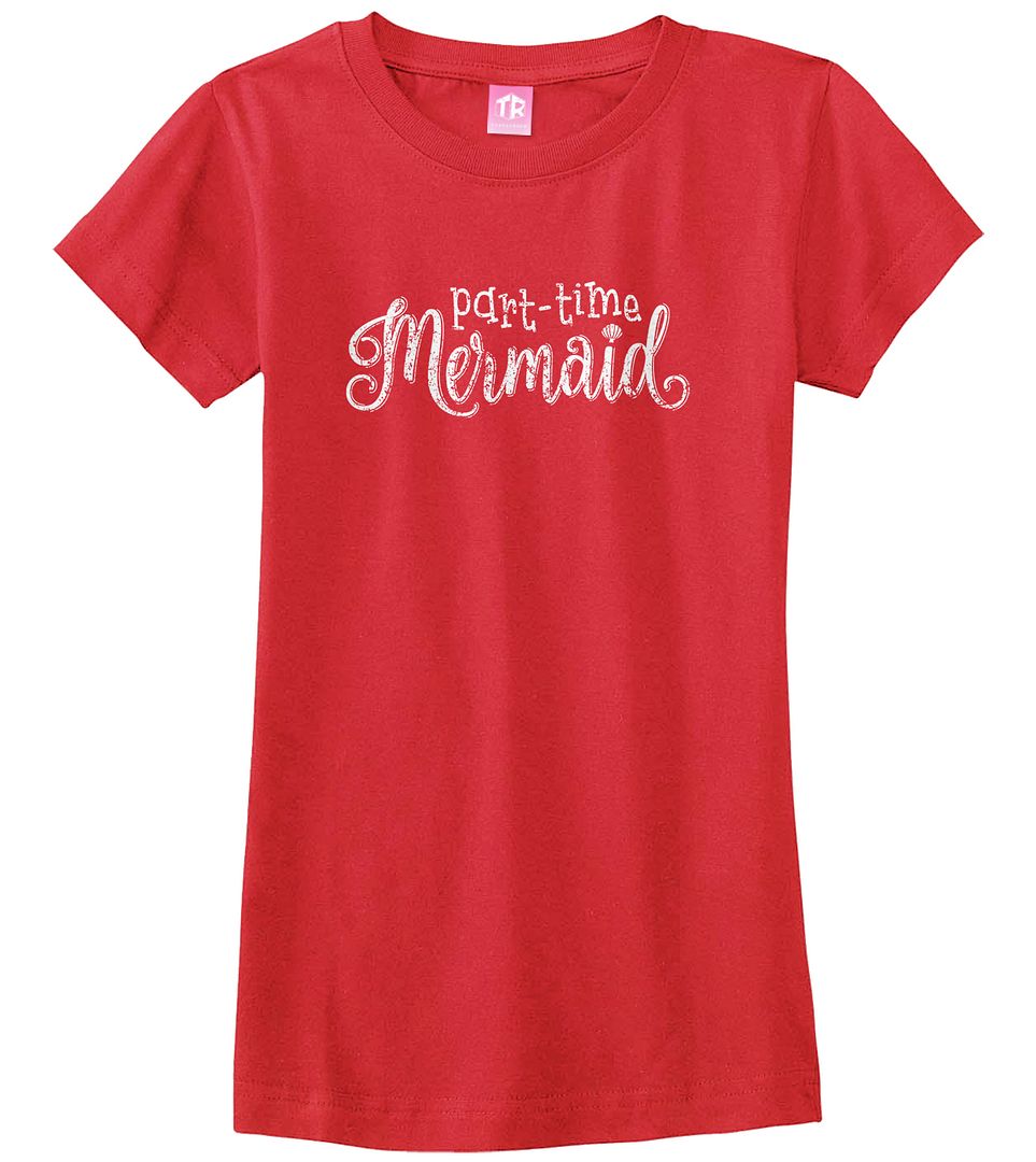 Threadrock Girls Part-Time Mermaid Fitted T-shirt Funny Princess Gift - Picture 8 of 10
