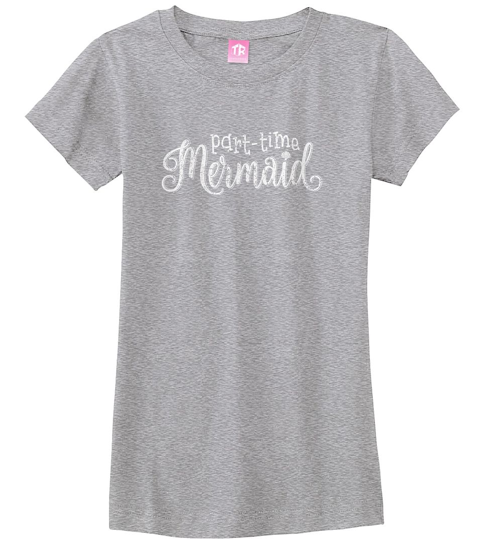Threadrock Girls Part-Time Mermaid Fitted T-shirt Funny Princess Gift - Picture 9 of 10