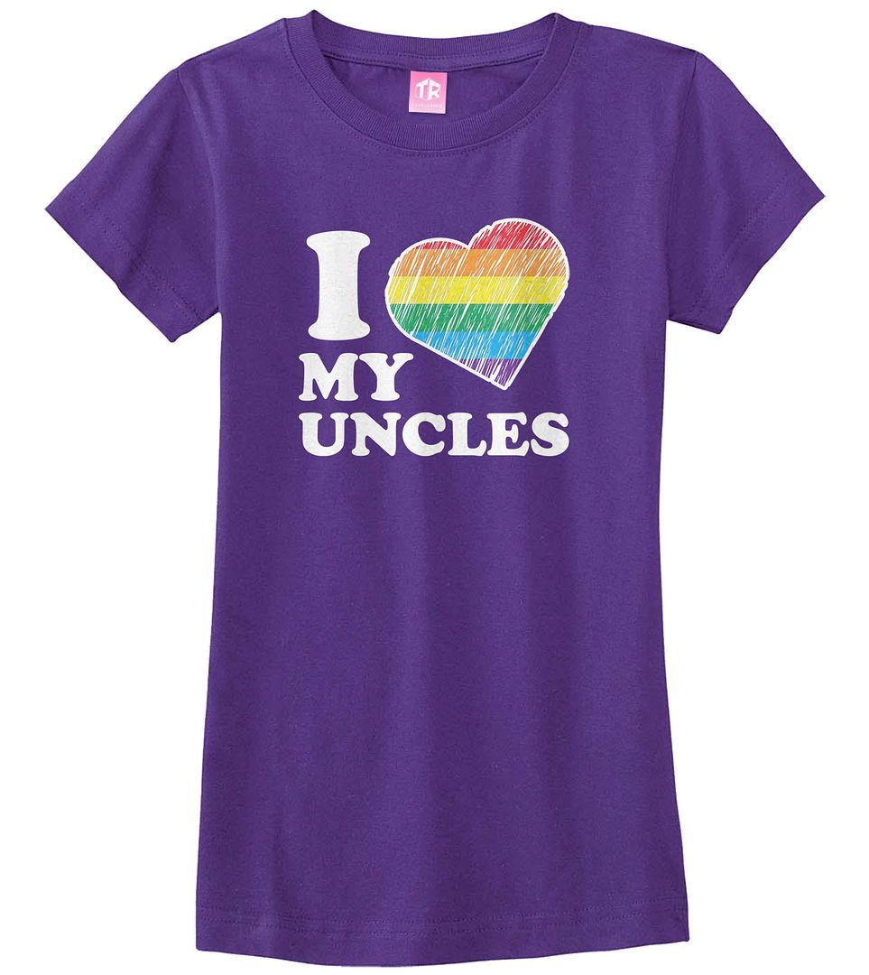 I Love My Uncles Girls Fitted T-Shirt Niece Nephew Rainbow Gay Pride - Picture 7 of 10