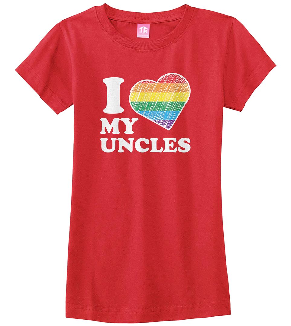 I Love My Uncles Girls Fitted T-Shirt Niece Nephew Rainbow Gay Pride - Picture 8 of 10