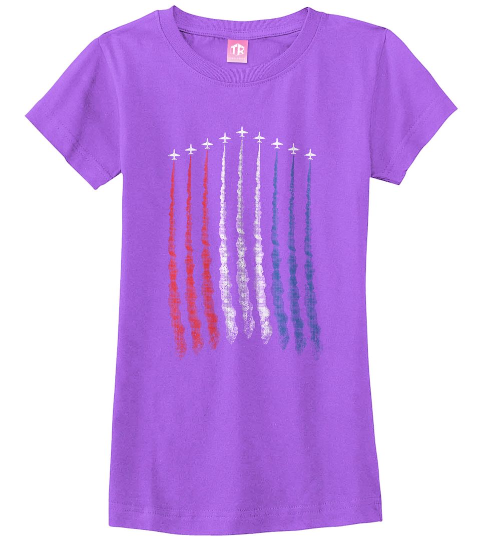 Red White Blue Air Force Flyover Girls Fitted T-Shirt US Military Family - Picture 4 of 9
