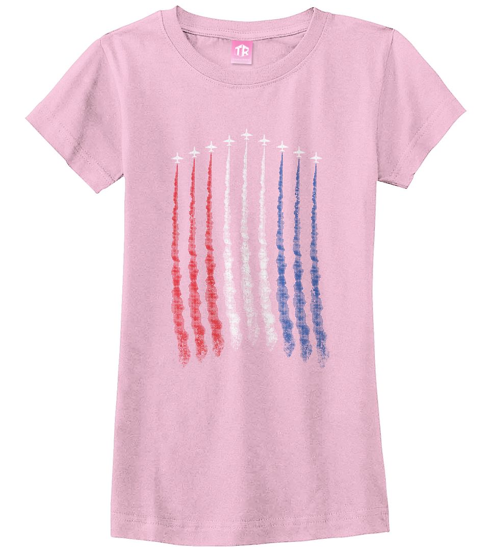 Red White Blue Air Force Flyover Girls Fitted T-Shirt US Military Family - Picture 6 of 9