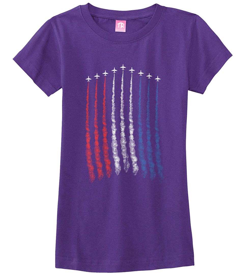 Red White Blue Air Force Flyover Girls Fitted T-Shirt US Military Family - Picture 7 of 9
