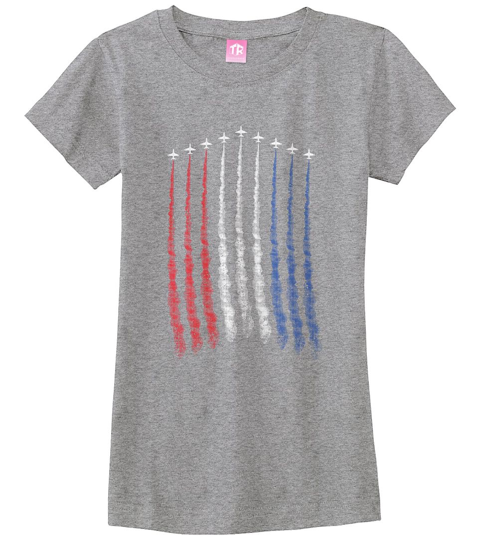 Red White Blue Air Force Flyover Girls Fitted T-Shirt US Military Family - Picture 8 of 9