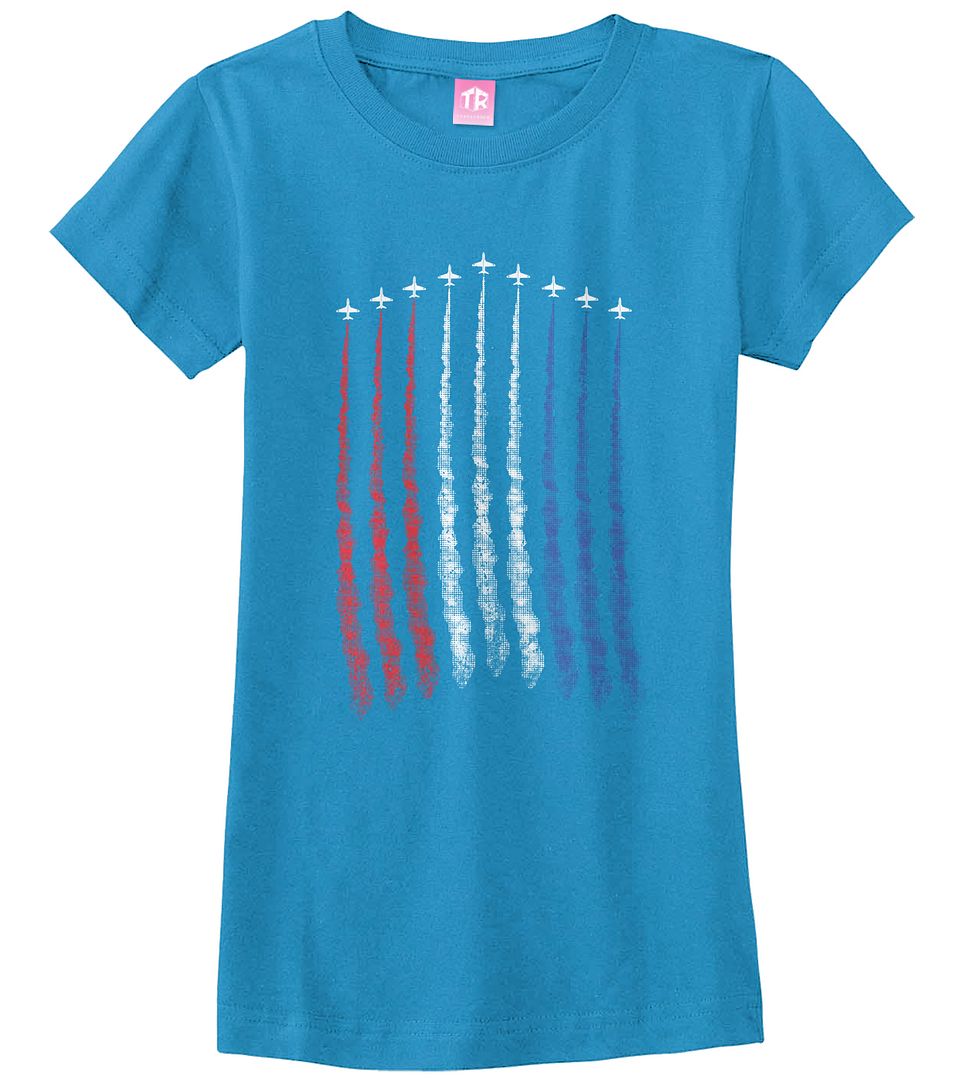 Red White Blue Air Force Flyover Girls Fitted T-Shirt US Military Family - Picture 9 of 9
