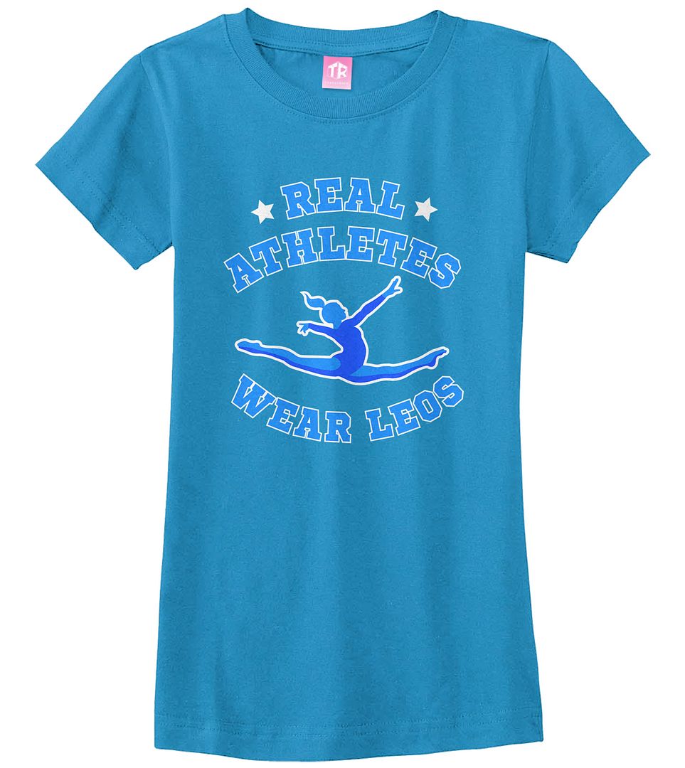 Real Athletes Wear Leos Girls Fitted T-Shirt Gymnast Sports Leotard - Picture 10 of 10