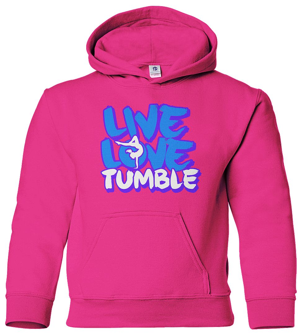 Live Love Tumble Youth Hoodie Sweatshirt Gymnast Saying 2024 Slogan Quote