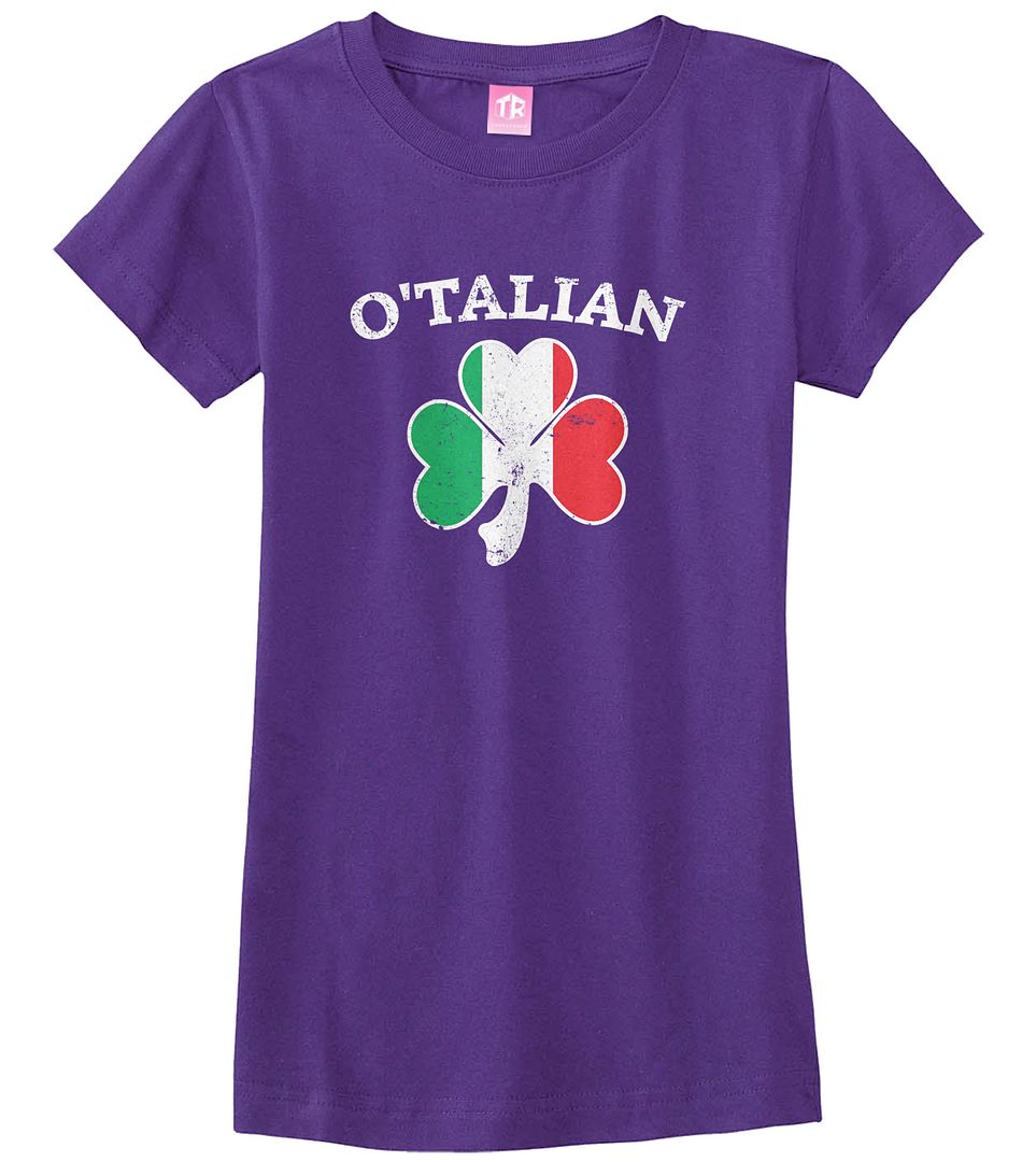 O'Talian Italian Irish Shamrock Girls Fitted T-Shirt Italy Flag - Picture 7 of 10