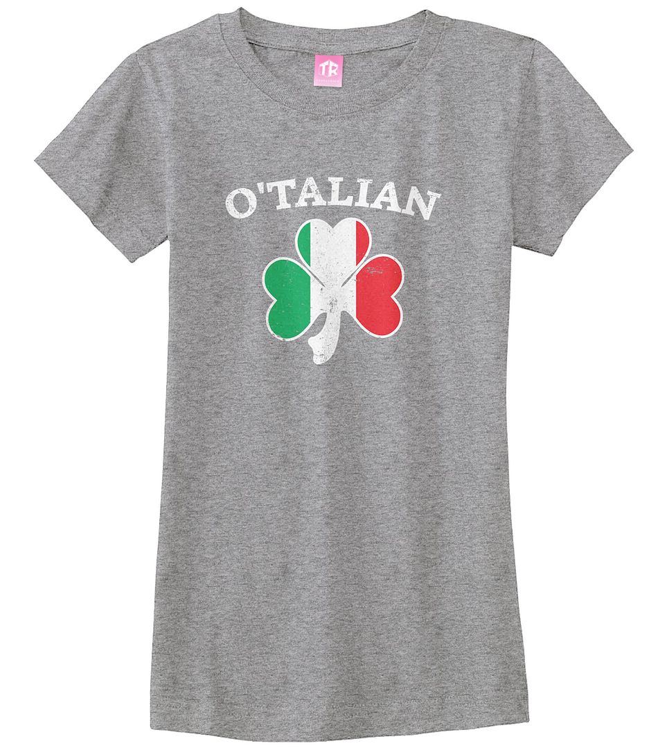 O'Talian Italian Irish Shamrock Girls Fitted T-Shirt Italy Flag - Picture 9 of 10