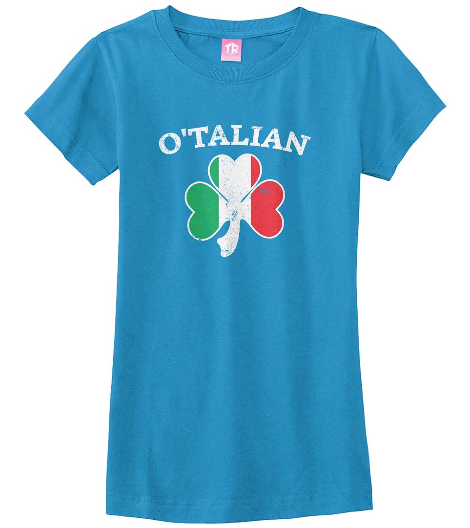 O'Talian Italian Irish Shamrock Girls Fitted T-Shirt Italy Flag - Picture 10 of 10