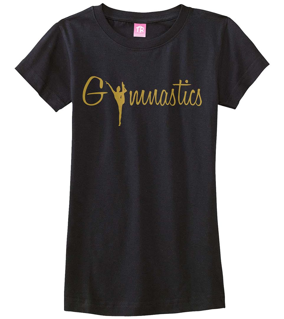 Gymnastics Gold Script Girls Fitted T-Shirt Gymnast Pride Gift - Picture 2 of 9