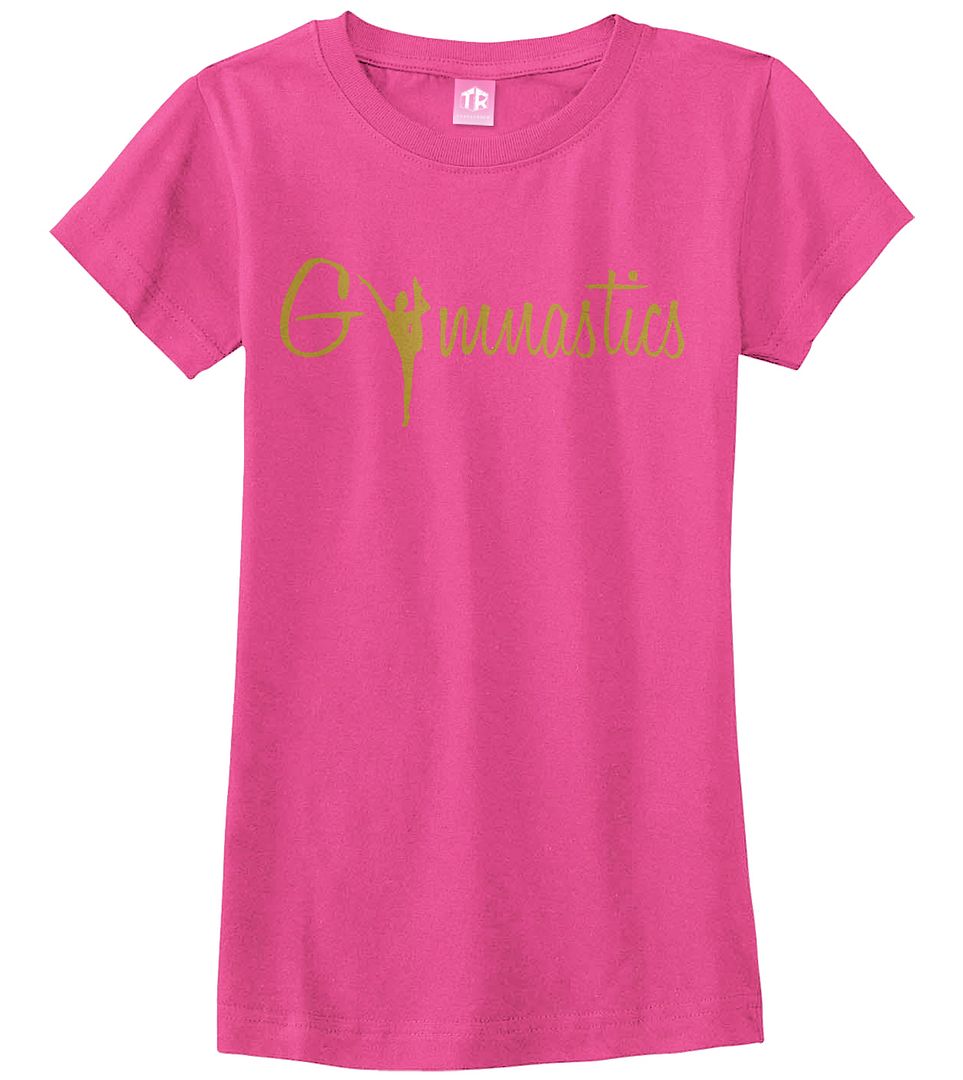 Gymnastics Gold Script Girls Fitted T-Shirt Gymnast Pride Gift - Picture 3 of 9