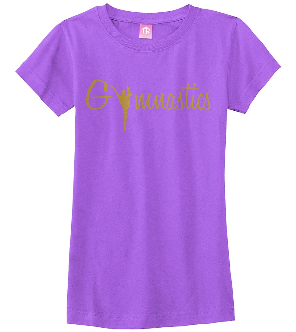 Gymnastics Gold Script Girls Fitted T-Shirt Gymnast Pride Gift - Picture 4 of 9