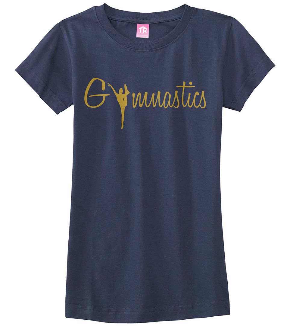 Gymnastics Gold Script Girls Fitted T-Shirt Gymnast Pride Gift - Picture 5 of 9