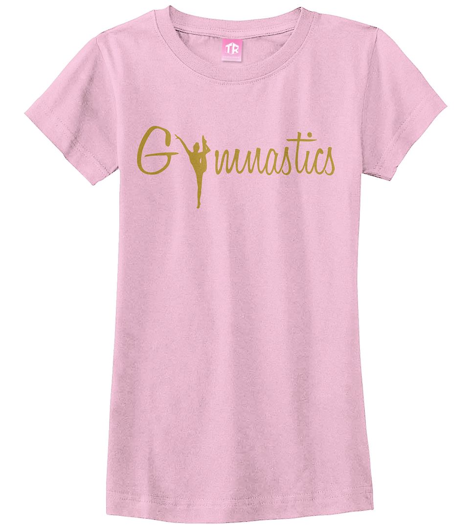 Gymnastics Gold Script Girls Fitted T-Shirt Gymnast Pride Gift - Picture 6 of 9