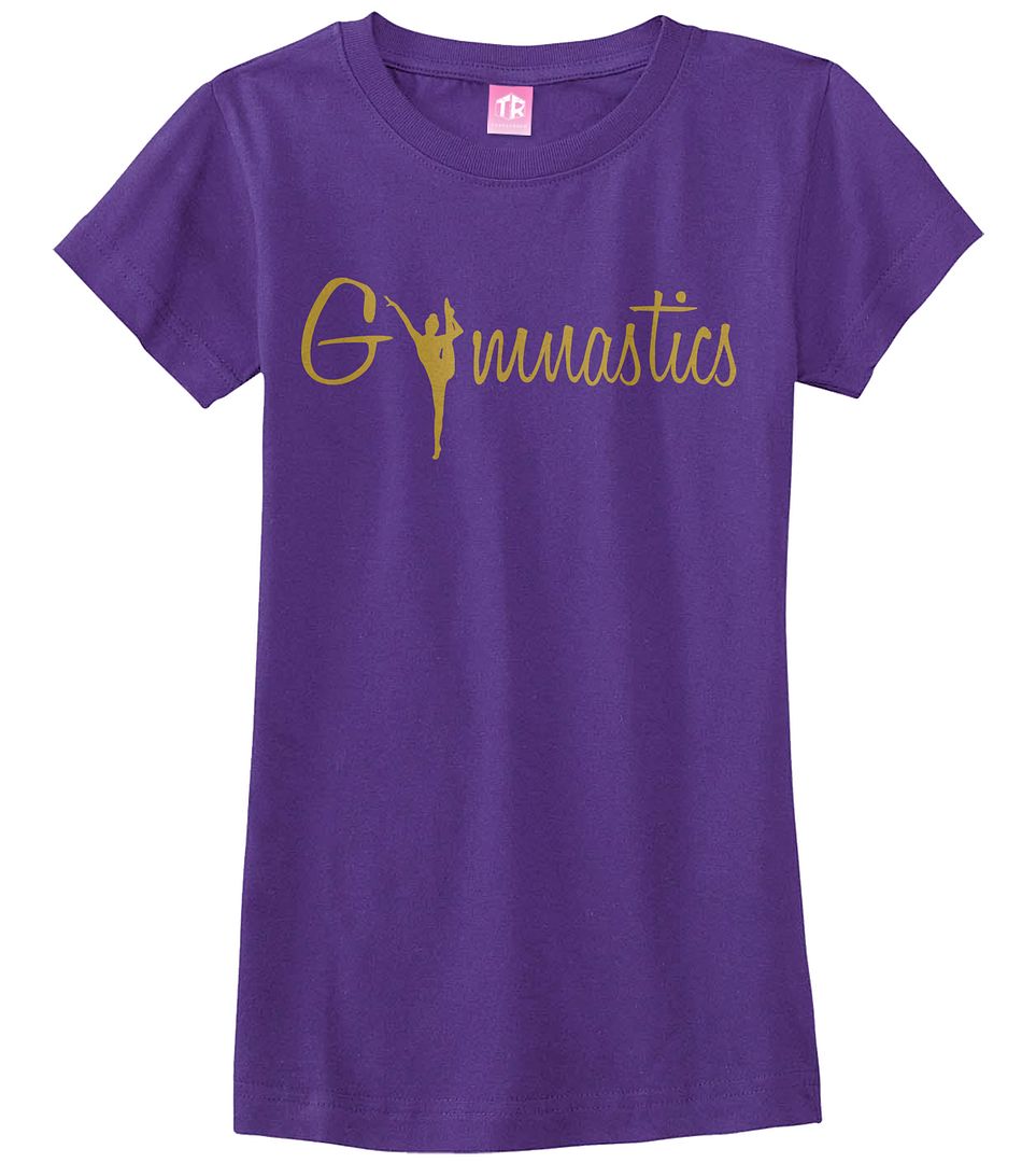 Gymnastics Gold Script Girls Fitted T-Shirt Gymnast Pride Gift - Picture 7 of 9