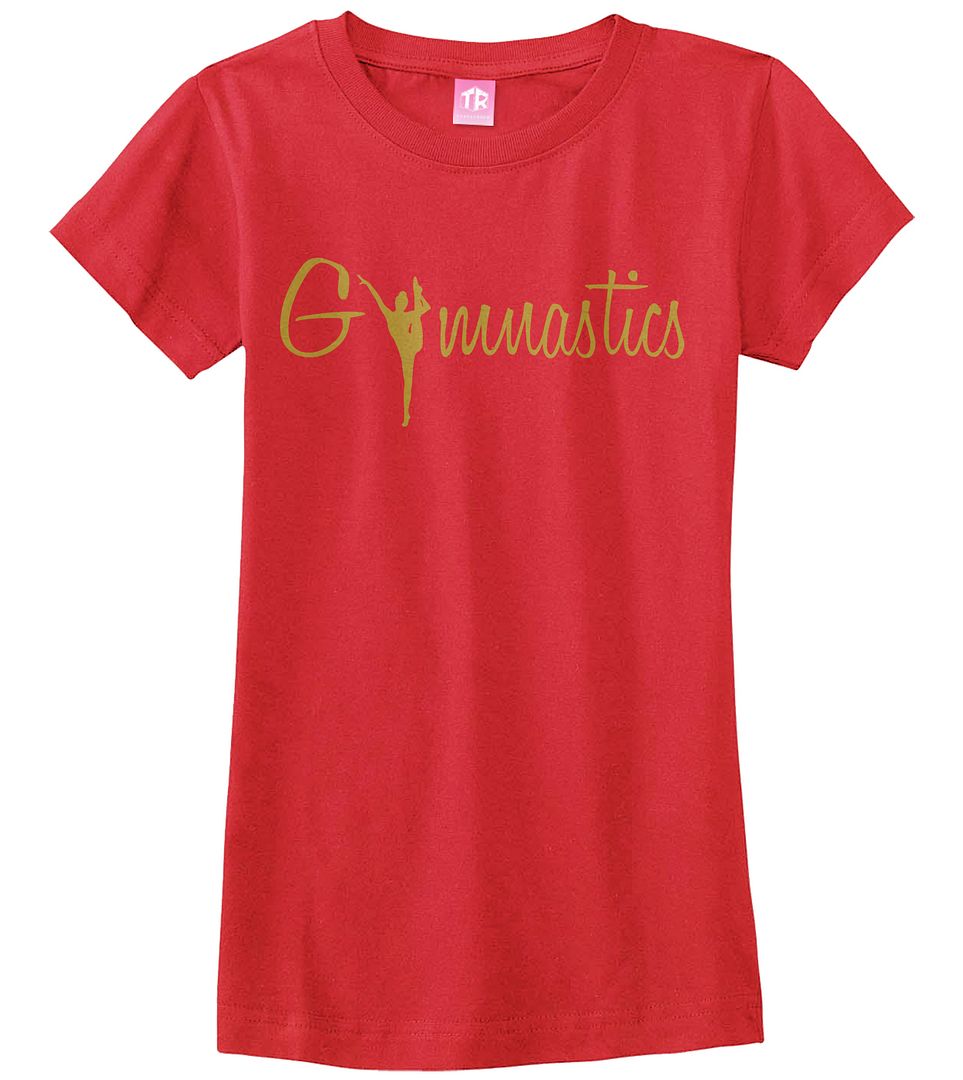 Gymnastics Gold Script Girls Fitted T-Shirt Gymnast Pride Gift - Picture 8 of 9