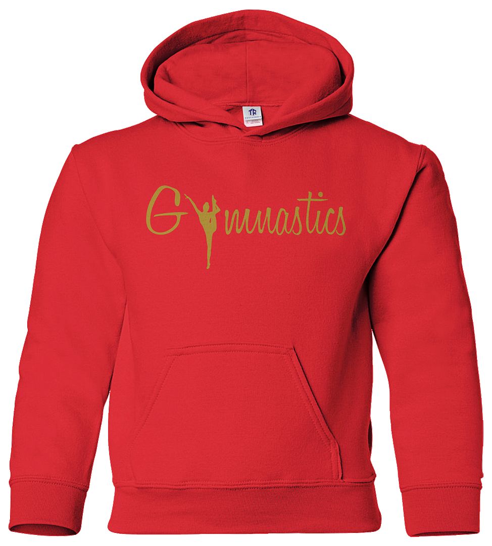 Gymnastics Gold Script Youth Hoodie Sweatshirt Gymnast Pride Gift - Picture 8 of 10