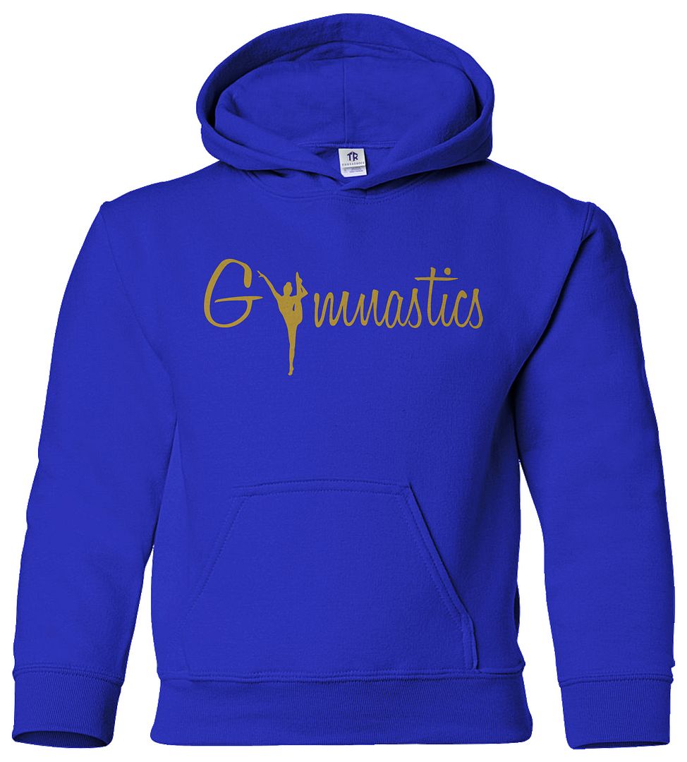 Gymnastics Gold Script Youth Hoodie Sweatshirt Gymnast Pride Gift - Picture 9 of 10