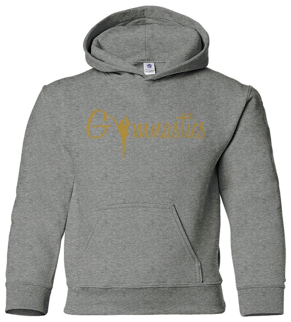 Gymnastics Gold Script Youth Hoodie Sweatshirt Gymnast Pride Gift - Picture 10 of 10