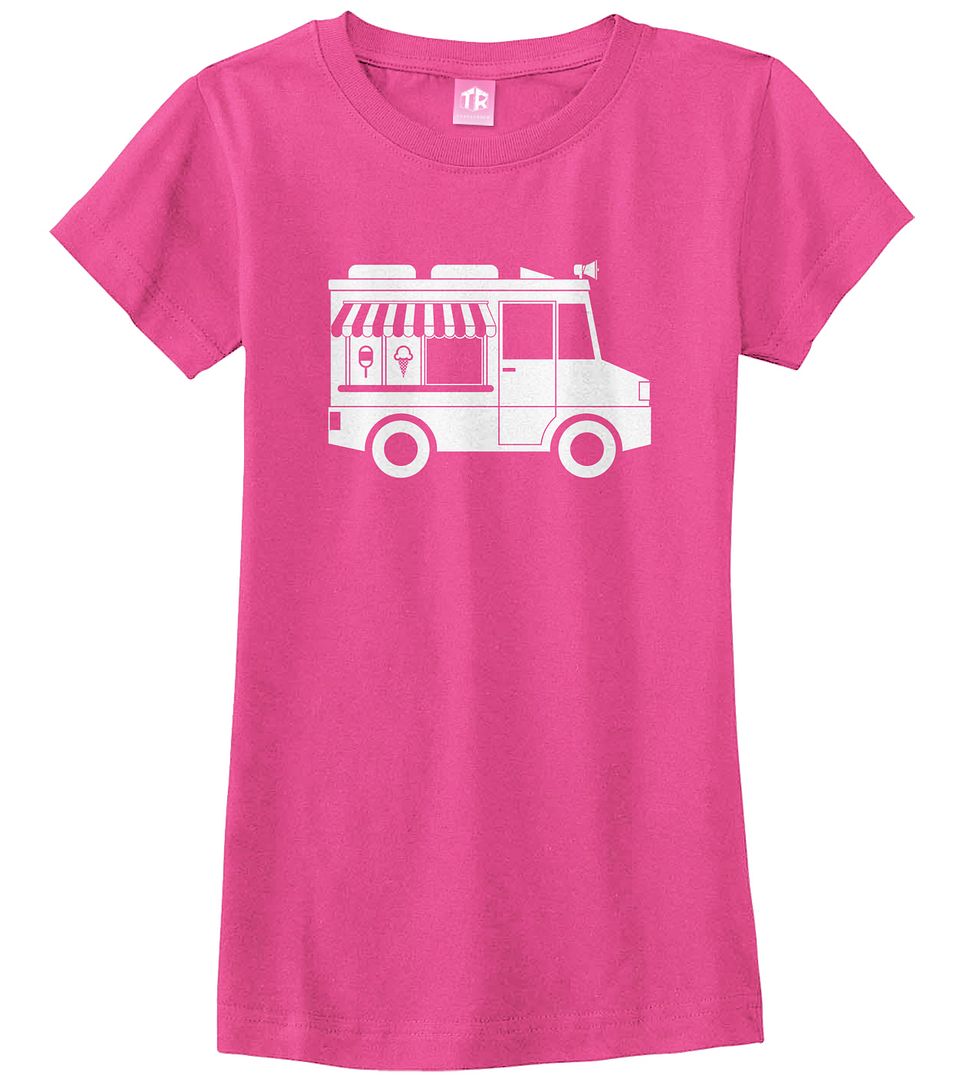 Ice Cream Truck Girls Fitted T-Shirt Cute Birthday Party Theme Gift - Picture 3 of 10
