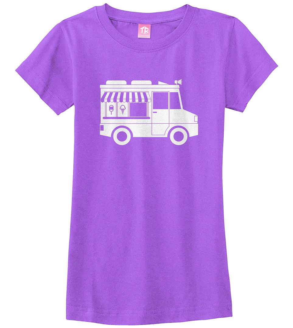 Ice Cream Truck Girls Fitted T-Shirt Cute Birthday Party Theme Gift - Picture 4 of 10