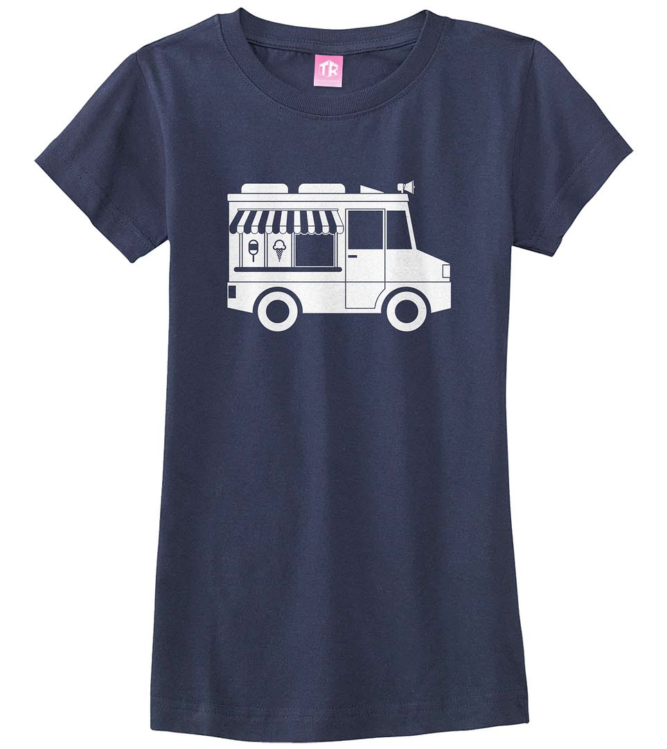 Ice Cream Truck Girls Fitted T-Shirt Cute Birthday Party Theme Gift - Picture 5 of 10
