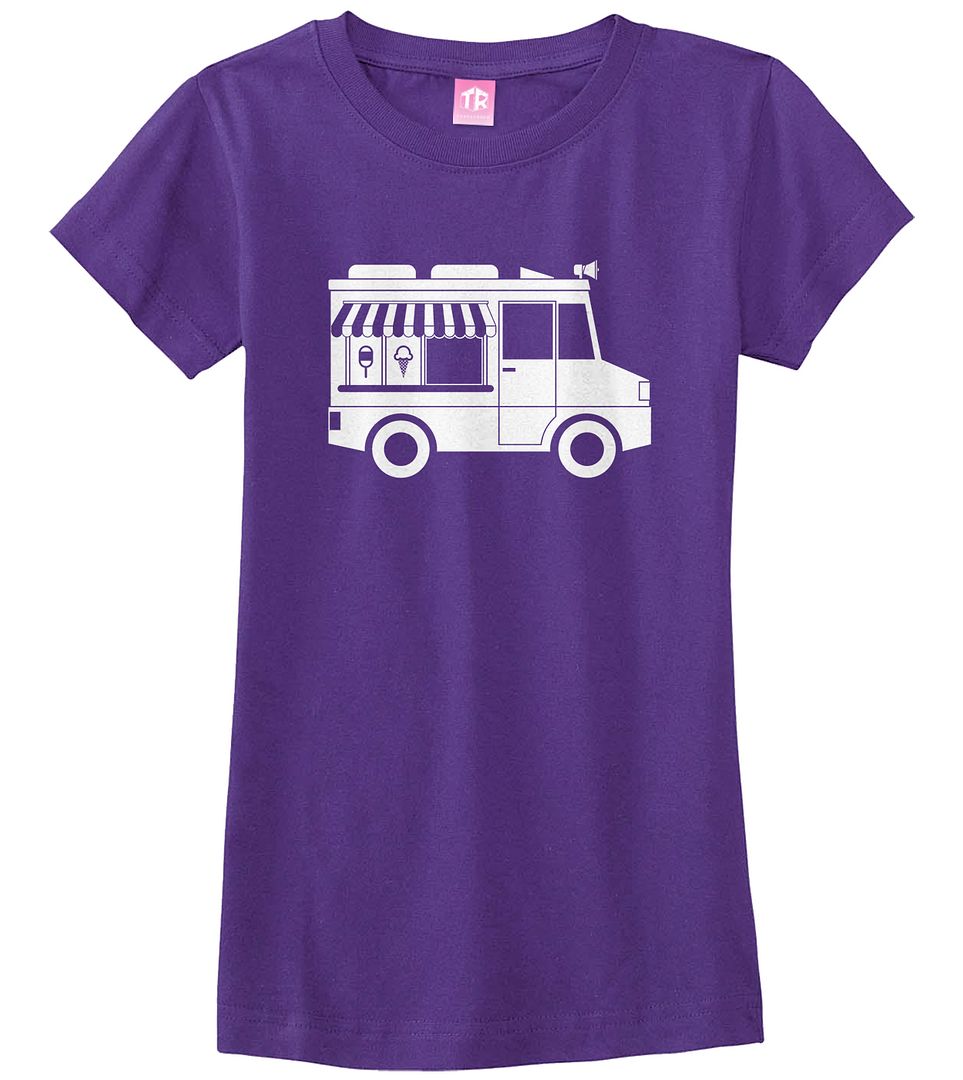 Ice Cream Truck Girls Fitted T-Shirt Cute Birthday Party Theme Gift - Picture 7 of 10