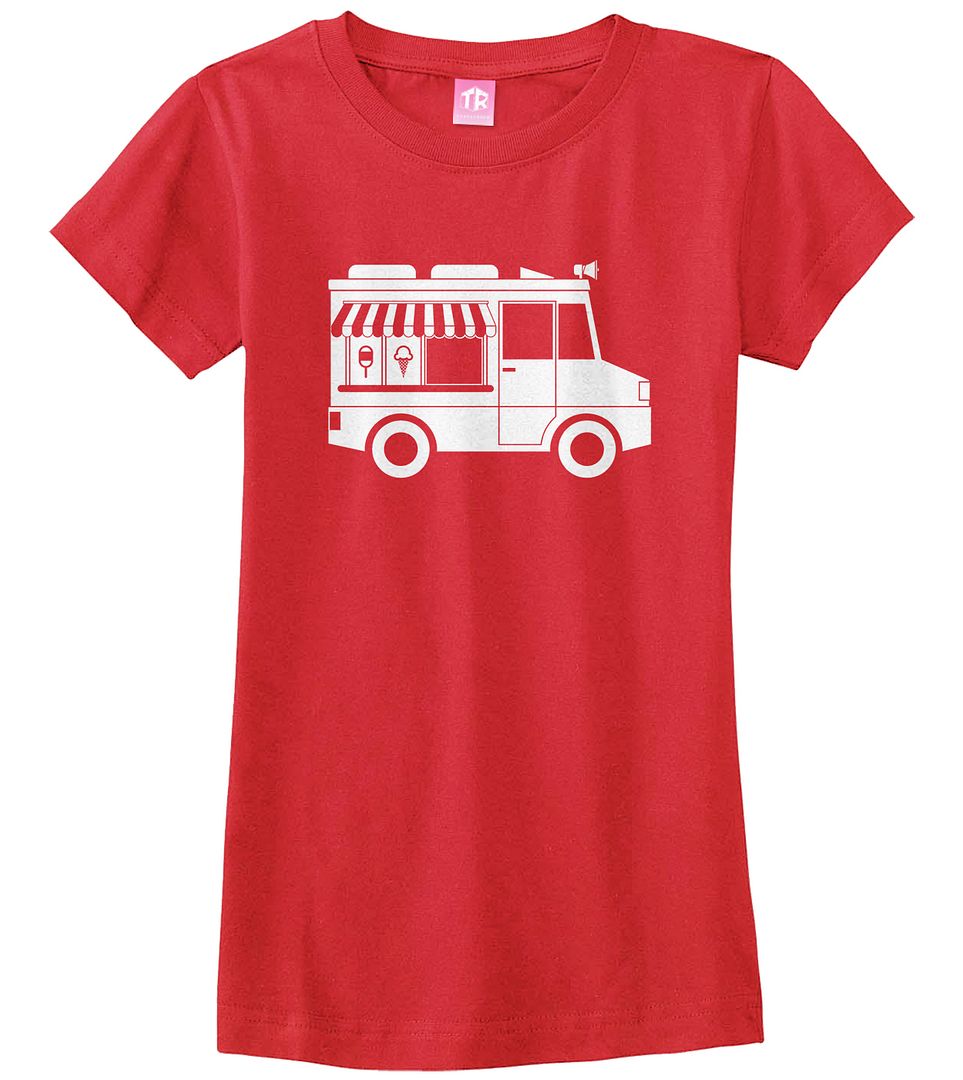 Ice Cream Truck Girls Fitted T-Shirt Cute Birthday Party Theme Gift - Picture 8 of 10