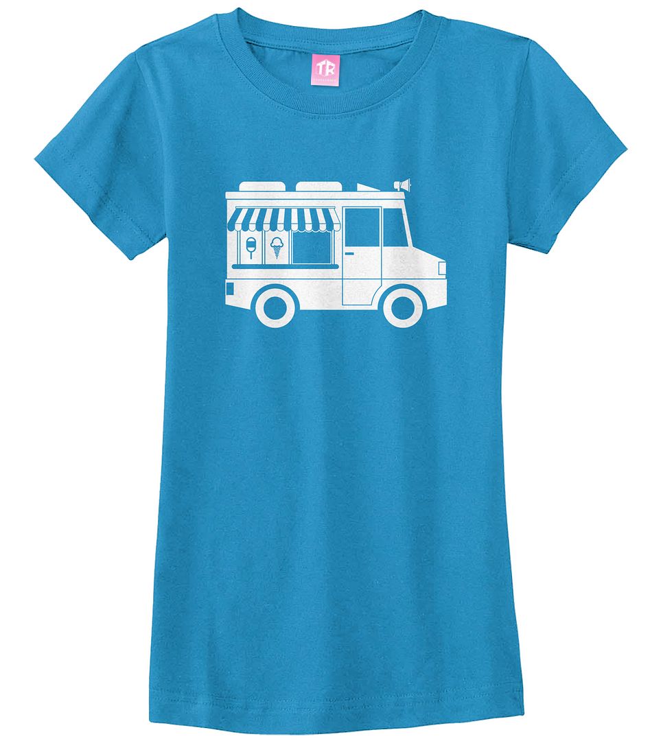 Ice Cream Truck Girls Fitted T-Shirt Cute Birthday Party Theme Gift - Picture 10 of 10