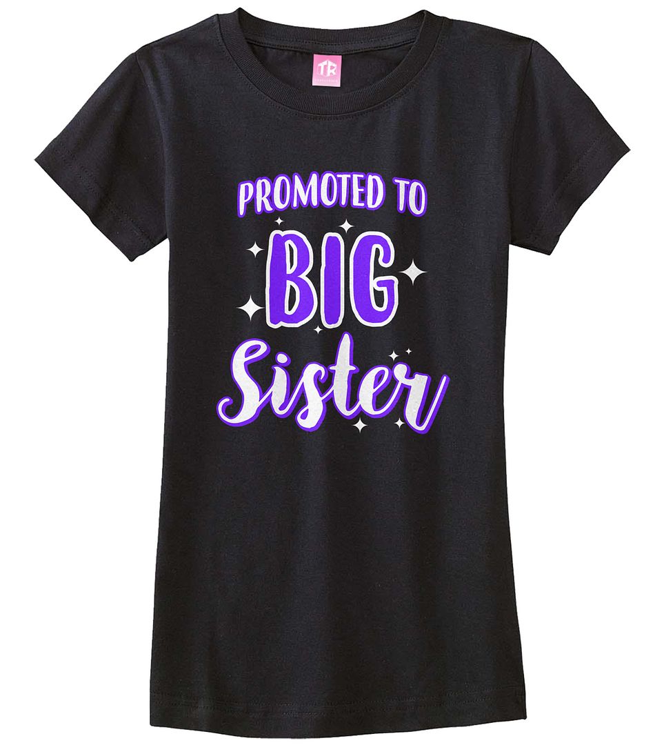 Promoted To Big Sister Girls Fitted T-Shirt Expecting Baby Gift Reveal - Picture 2 of 10