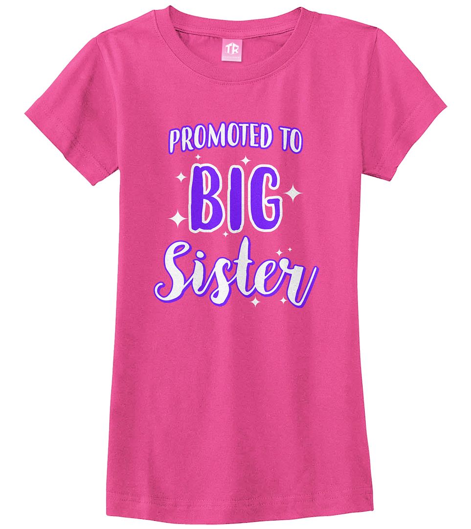 Promoted To Big Sister Girls Fitted T-Shirt Expecting Baby Gift Reveal - Picture 3 of 10