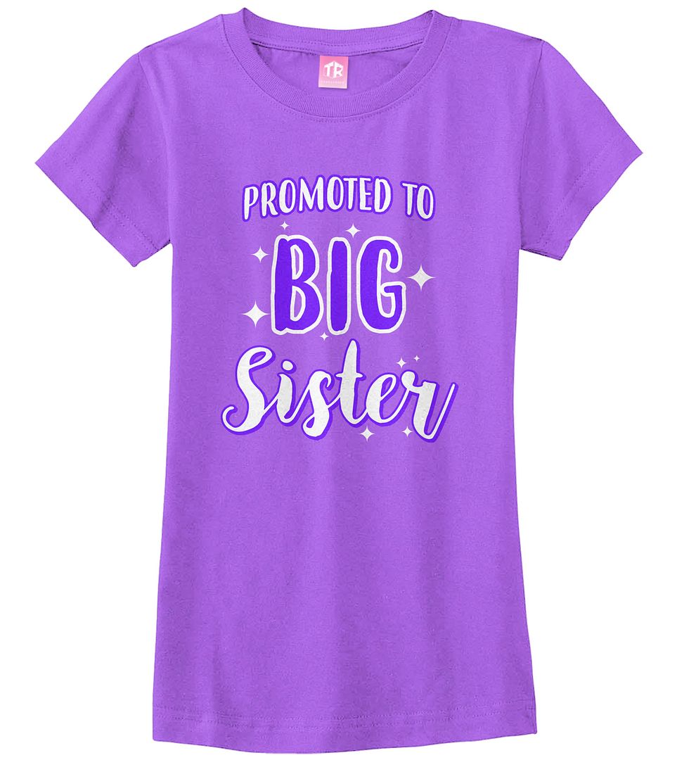 Promoted To Big Sister Girls Fitted T-Shirt Expecting Baby Gift Reveal - Picture 4 of 10