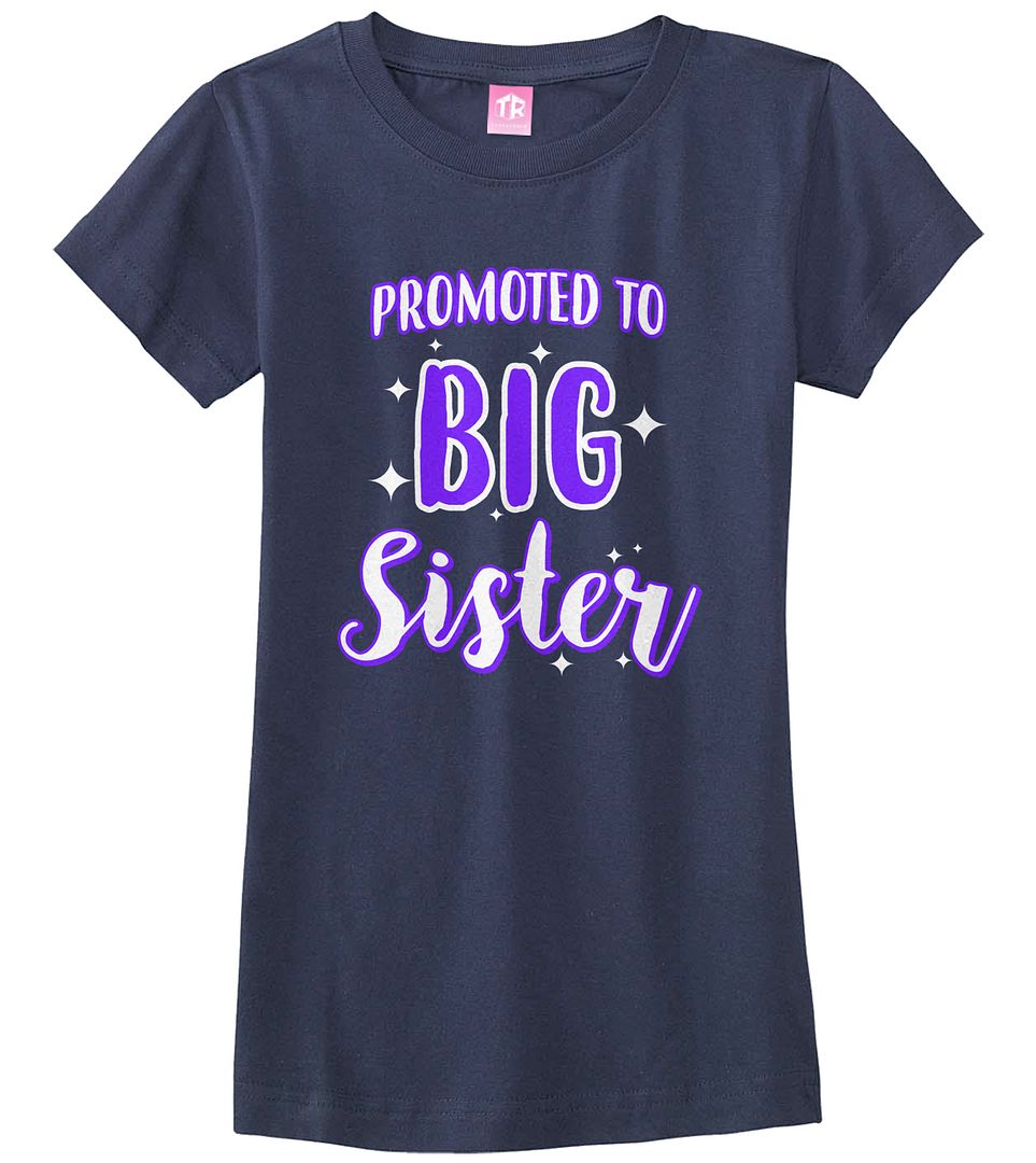Promoted To Big Sister Girls Fitted T-Shirt Expecting Baby Gift Reveal - Picture 5 of 10