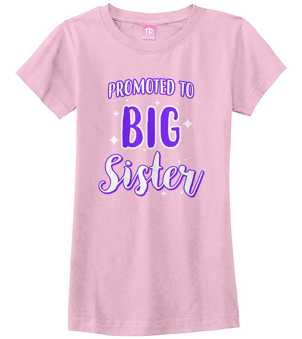 Promoted To Big Sister Girls Fitted T-Shirt Expecting Baby Gift Reveal - Picture 6 of 10