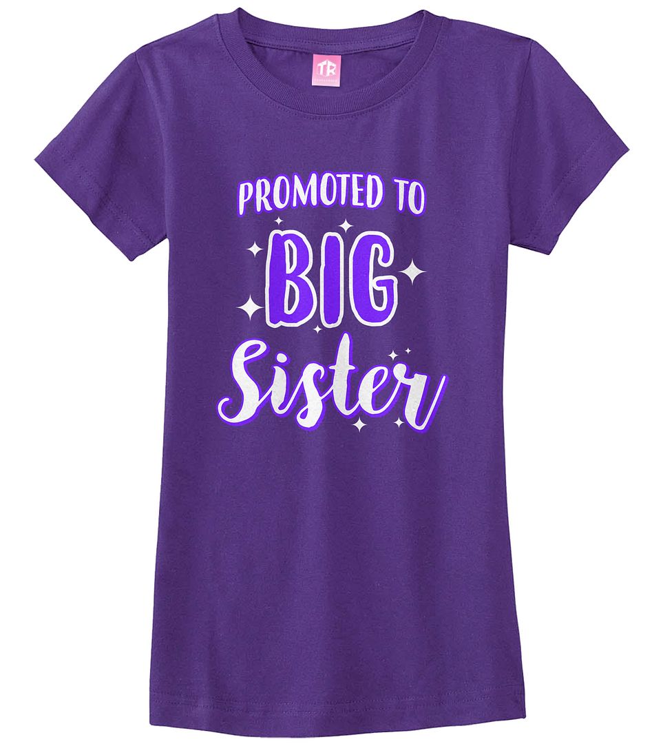 Promoted To Big Sister Girls Fitted T-Shirt Expecting Baby Gift Reveal - Picture 7 of 10