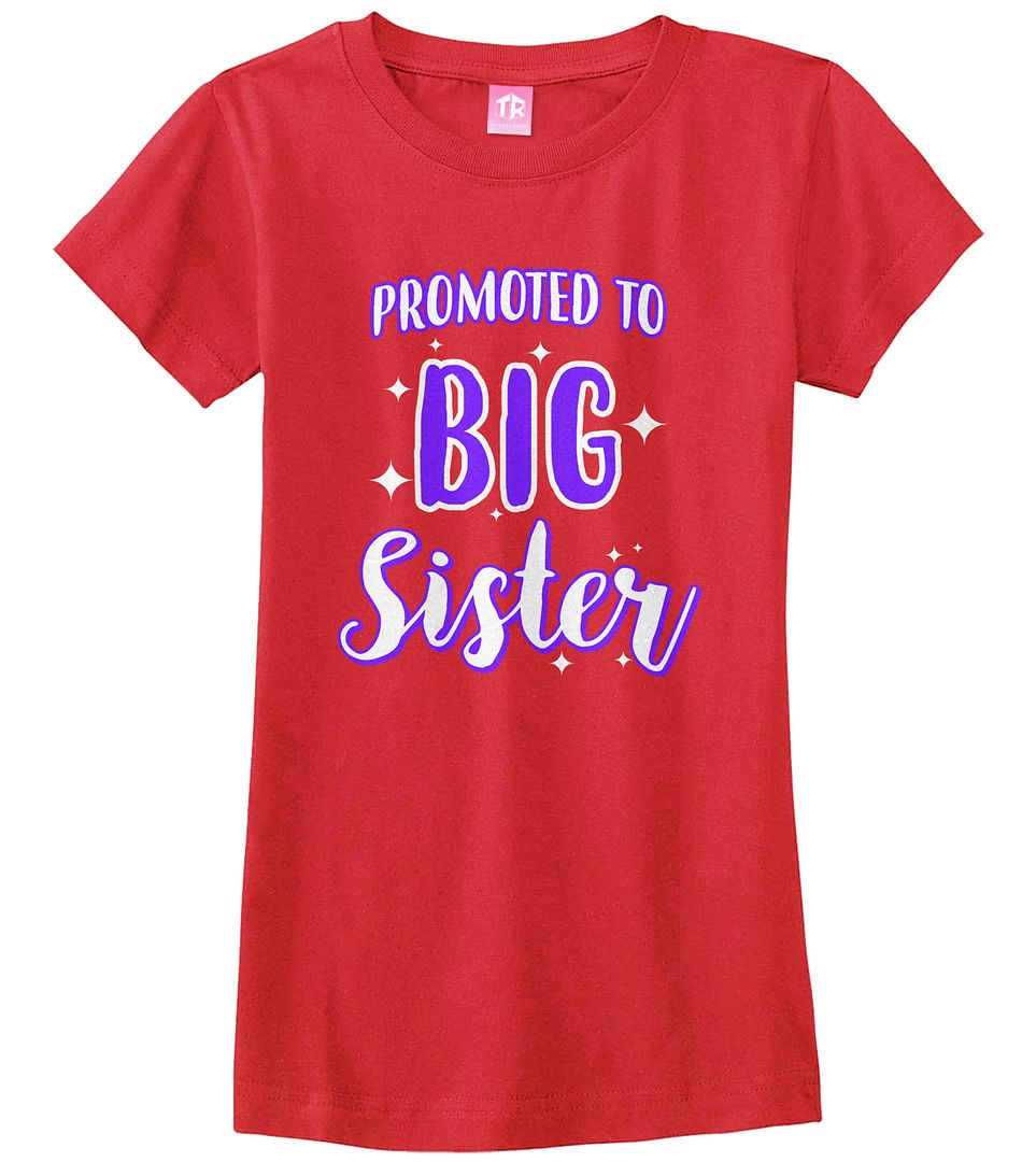 Promoted To Big Sister Girls Fitted T-Shirt Expecting Baby Gift Reveal - Picture 8 of 10
